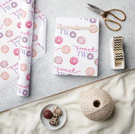 Papel De Presente Duas Festas de aniversário de tema de Rosquinha do