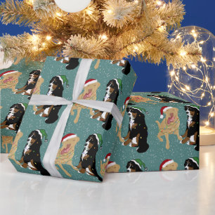 Papel De Presente Dudley Labrador e Bernese Natal