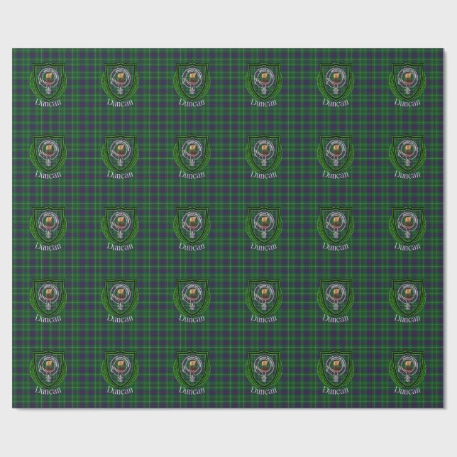 Papel De Presente Duncan Scottish Clan Tartan & Crest (Aberto)