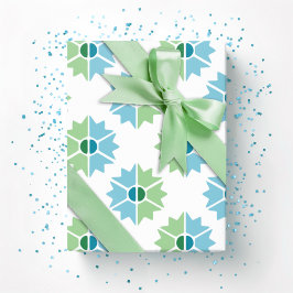 Papel De Presente Duo Starburst in Green and Aqua