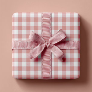 Papel De Presente Dusty Pink Rustic Gingham