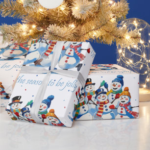 Papel De Presente É a Temporada para ser Alegre Dançando Bonecos de 