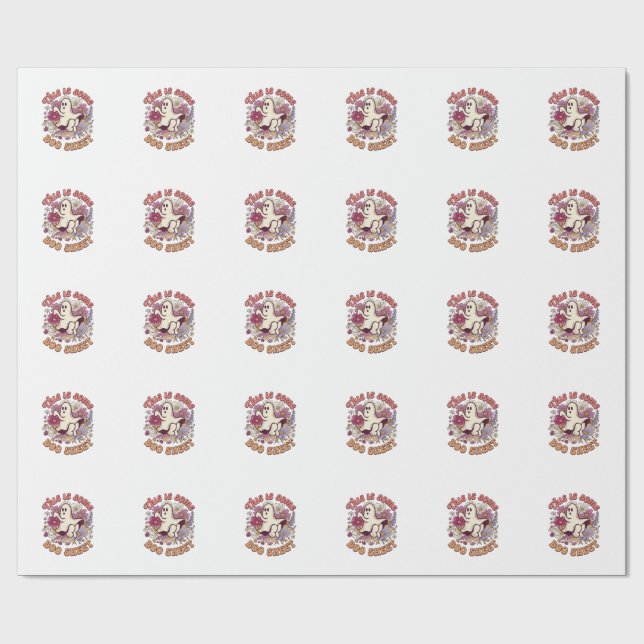 Papel De Presente É Alguma Folha de Boo Fantasma Flores Retro_1 (Aberto)
