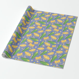 Papel De Presente É Corn Wrapping Paper em azul-céu
