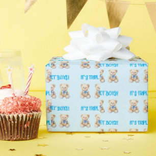 Papel De Presente É Triplet Boys!, Presente para Trigêmeos Bebês, Az
