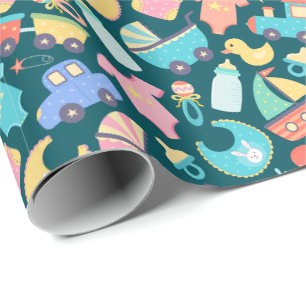 Papel De Presente É um Chá de fraldas Colorido Escuro