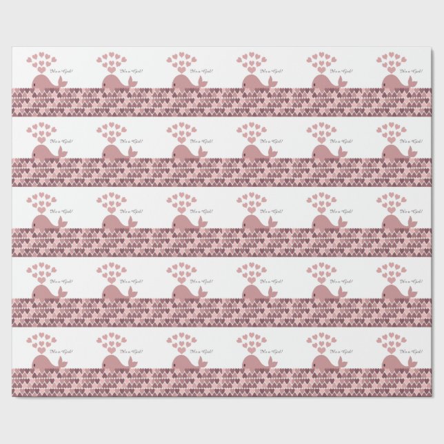 Papel De Presente É uma garota! Baleia rosa-branca (Barra)