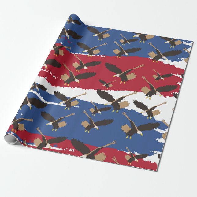 Papel De Presente Eagle Bird USA Bandeira Americana Patriótica (Desenrolado)