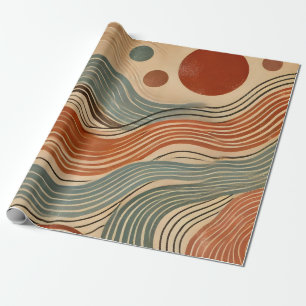 Papel De Presente Earthy Boho Abstrato em Terracotta Tones