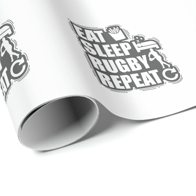 Papel De Presente Eat Sleep Rugby Repete Futebol Esporte (Ponta do rolo)