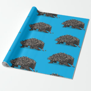 Papel De Presente echidna bonita com ilustração bimológica das abelh