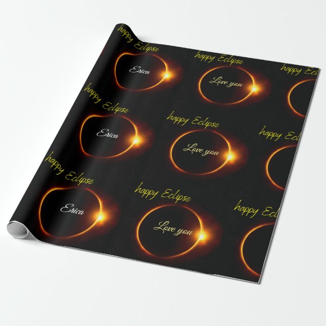 Papel De Presente eclipse solar branco preto realístico (Desenrolado)