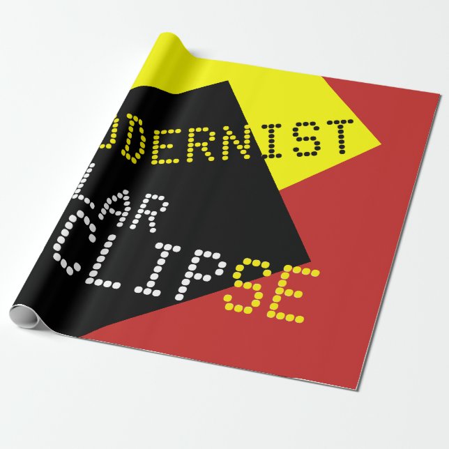 Papel De Presente Eclipse Solar Modernista Curioso personalizável (Desenrolado)
