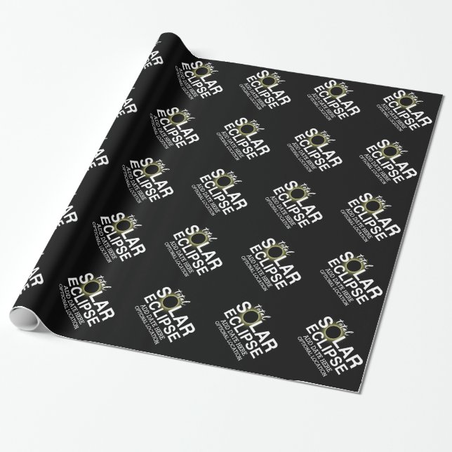 Papel De Presente Eclipse Total do Sol - data e local personalizados (Desenrolado)
