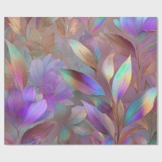 Papel De Presente Eco Futurismo Flores Tropicais Bioluminescentes