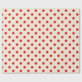Papel De Presente Ecru Bright Red Stars