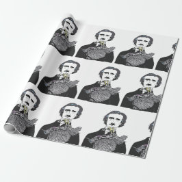 Papel De Presente Edgar Allan Poe com um corvo em seu Chin