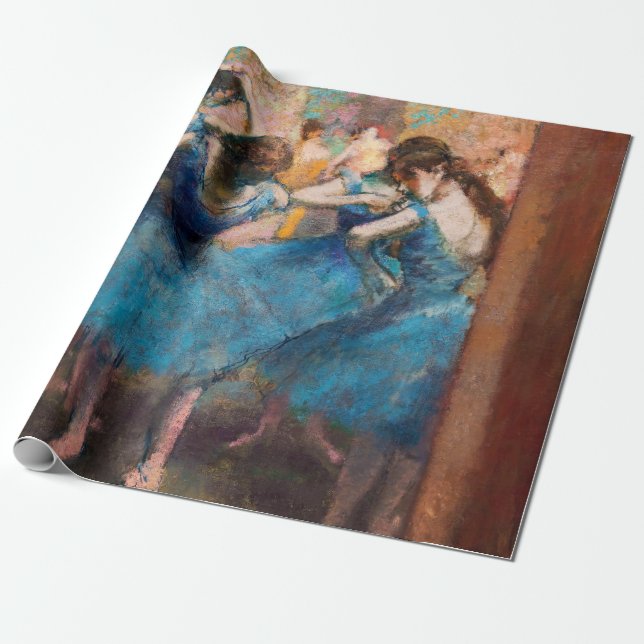 Papel De Presente Edgar Degas - Dançarinos em azul (Desenrolado)