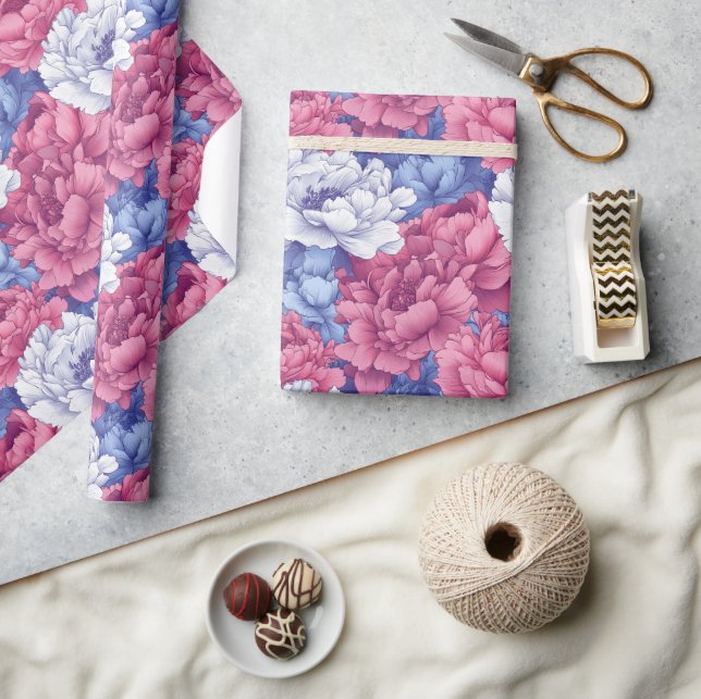 Papel De Presente Edgy Nature Peonies Impressão Wrappaper (Artesanato)