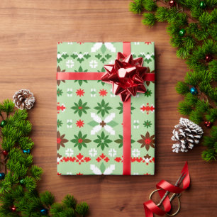 Papel De Presente Edição 4 do Natal Fair Isle Escandinavo
