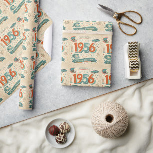 Papel De Presente Edição Limitada Aniversário 1956 Estilo Retro an