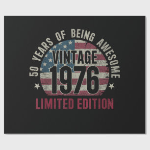 Papel De Presente Edição Limitada de 50 Anos de Idade Vintage 1976 5