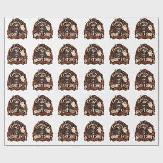 Papel De Presente Edição Vintage Halloween Night Shift Raccoon Assom