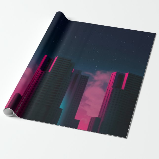 PAPEL DE PRESENTE EDIFÍCIOS CONCRETOS PERTO DE NUVENS BRANCAS (Desenrolado)