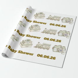 Papel De Presente Editable Neutral Baby Shower Wrapping Paper 