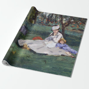 Papel De Presente Edouard Manet - A família Monet no seu jardim