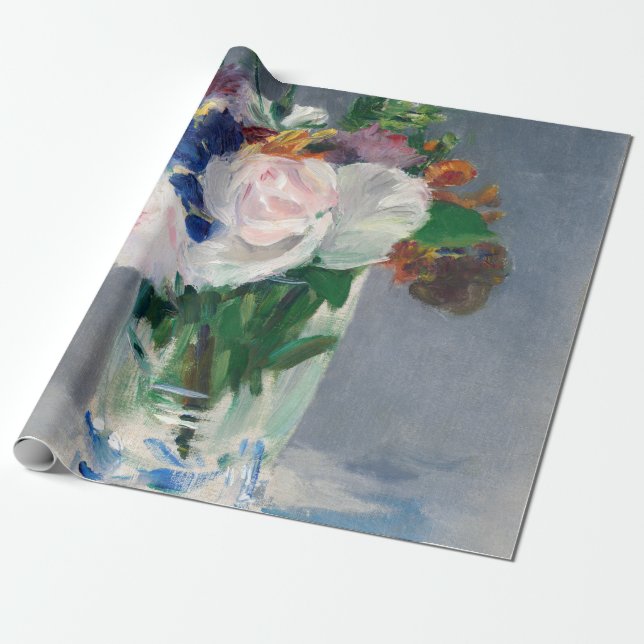 Papel De Presente Edouard Manet - Flores em um Vaso de Cristal (Desenrolado)