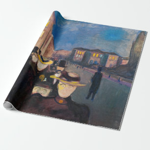 Papel De Presente Edvard Munch - Noite em Karl Johan Street