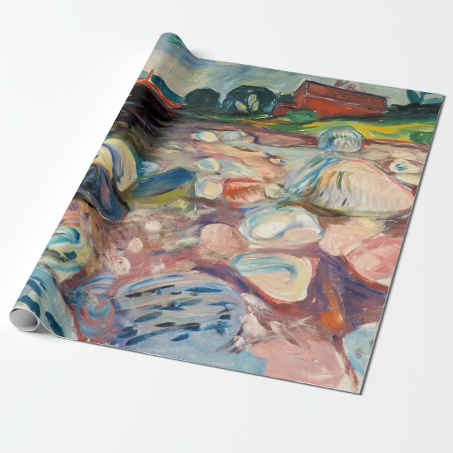 Papel De Presente Edvard Munch - Shore com Casa Vermelha (Desenrolado)