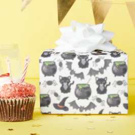 Papel De Presente Eerie Night Spooky Witch Cat Halloween