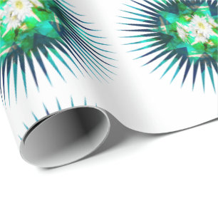 Papel De Presente Efeito Caleidoscópico do Aqua Cactus  