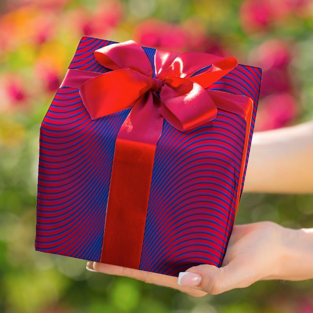 Papel De Presente Efeito de Moiré Vermelho e Azul Abstrato (Criador carregado)