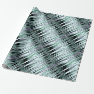 Papel De Presente Efeito Metálico Verde e Prateado