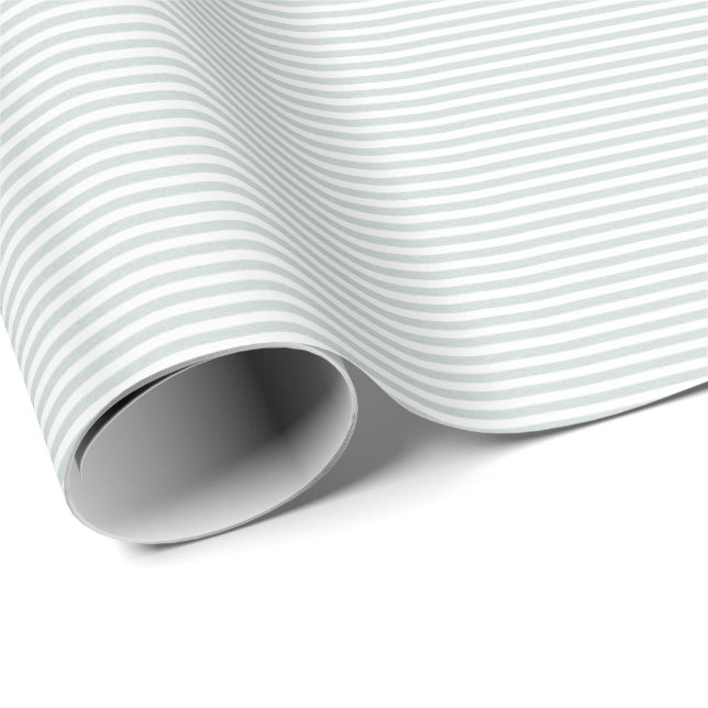 Papel De Presente efeito seersucker listra verde sage clássico prepp (Ponta do rolo)