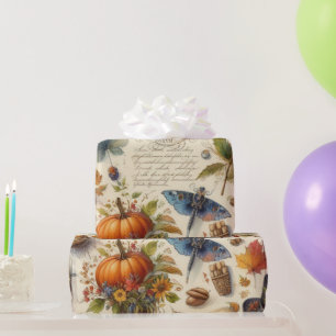 Papel De Presente Efêmeras Aquarela Antiga Outono 
