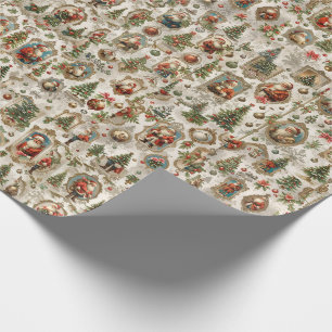 Papel De Presente Efêmeras de Natal Antigas Papai Noel Retro Vinta