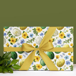 Papel De Presente Eggs & Flowers Pattern | Easter Wrapping Paper