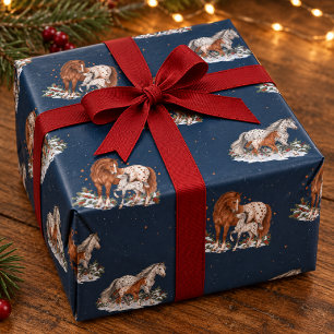 Papel De Presente Égua e Potro Appaloosa Natal Rancho Nevado