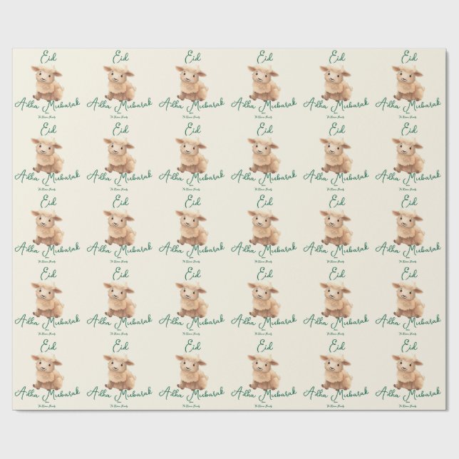 Papel De Presente Eid Al Adha Bege Cute Ovelha Jantar  (Aberto)