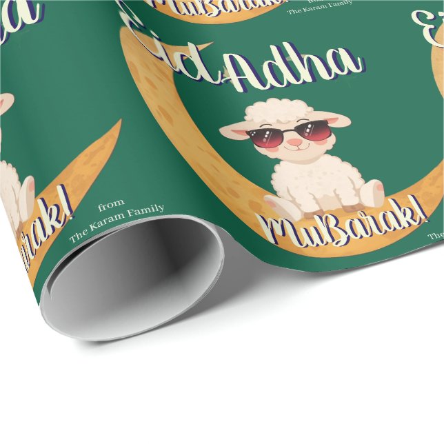 Papel De Presente Eid Al Adha Cute Sheep Gift Wrap wrapping paper (Ponta do rolo)