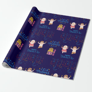 Papel De Presente Eid Mubarak Dark Blue Para Crianças