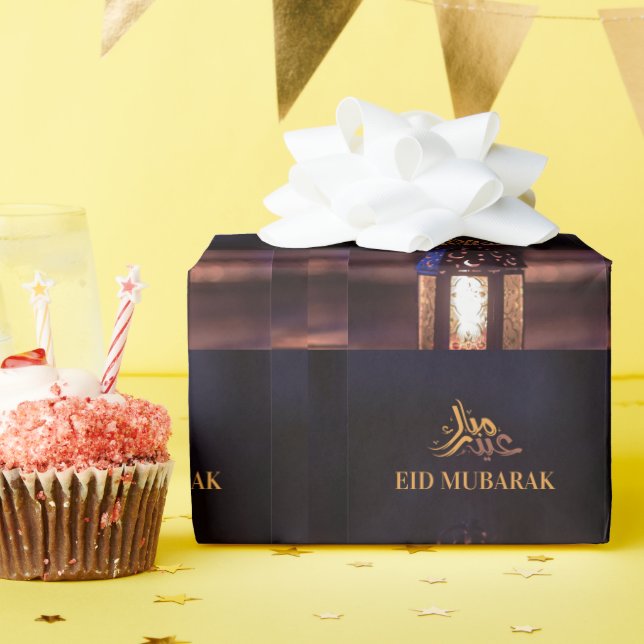 Papel De Presente Eid Mubarak Lantern Glow Arabic Calligraphy Art (Festa de aniversário)