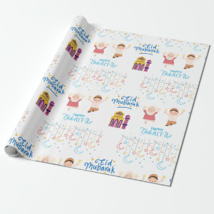 Papel De Presente Eid Mubarak White Para Crianças