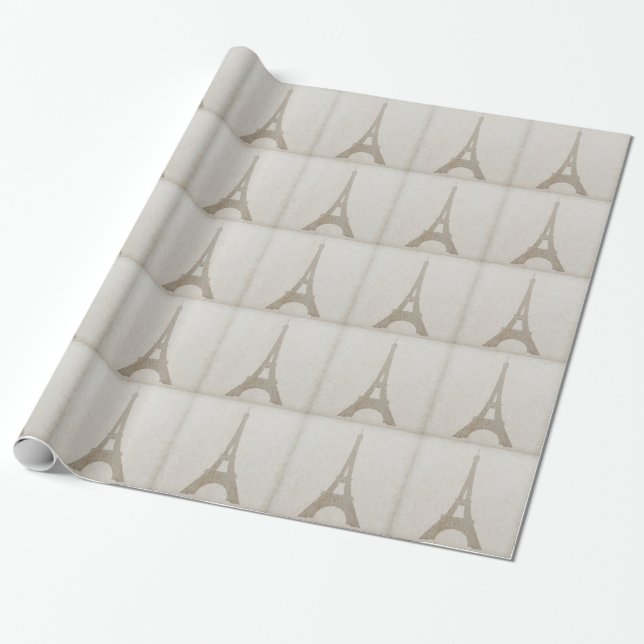 Papel De Presente Eiffel Tower Paris linen burlap vintage rustic (Desenrolado)