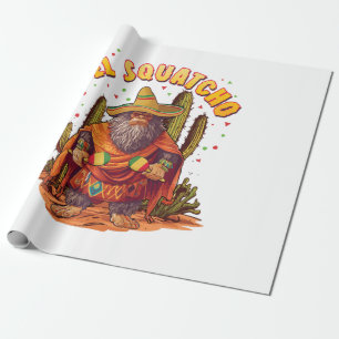 Papel De Presente El Squatcho Bigfoot com Maraca, Sombrero e Ponc