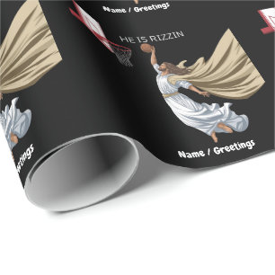 Papel De Presente Ele É Rizzin Engraçado Jesus Jogando Basquete Retr